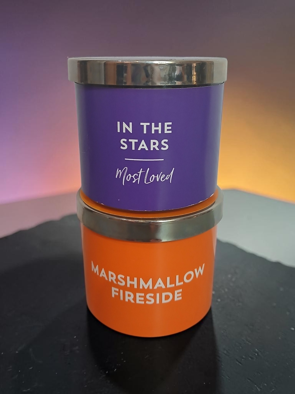 In The Stars & Marshmallow Fireside Duo Candle Set - Purple & Orange